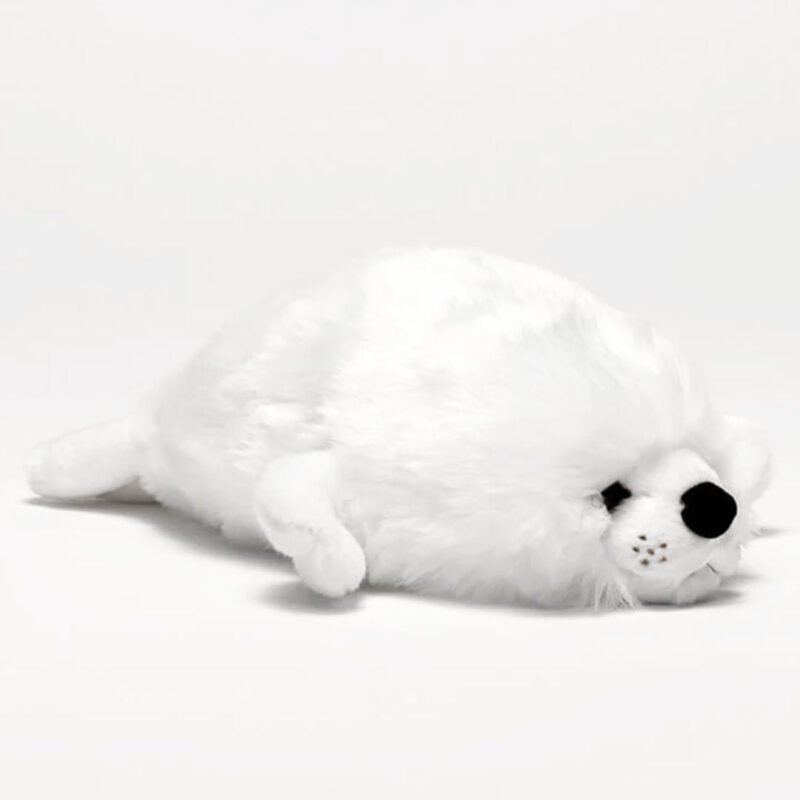 Peluche Phoque Arsène : peluche blanche douce et moelleuse, forme de phoque