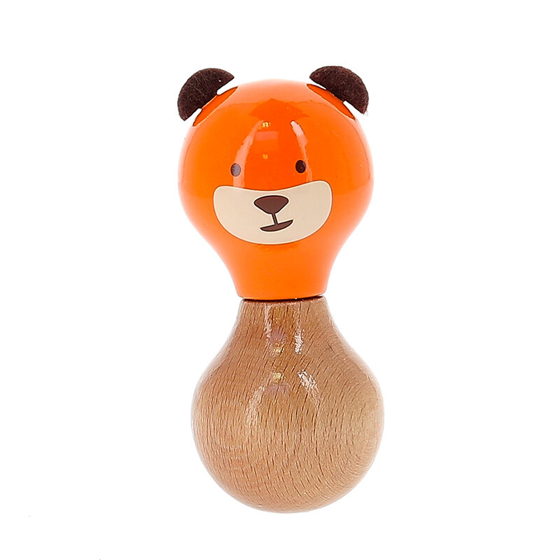 Hochet en Bois Boizoos Marcel l'Ours, jouet bébé en bois naturel et coloré
