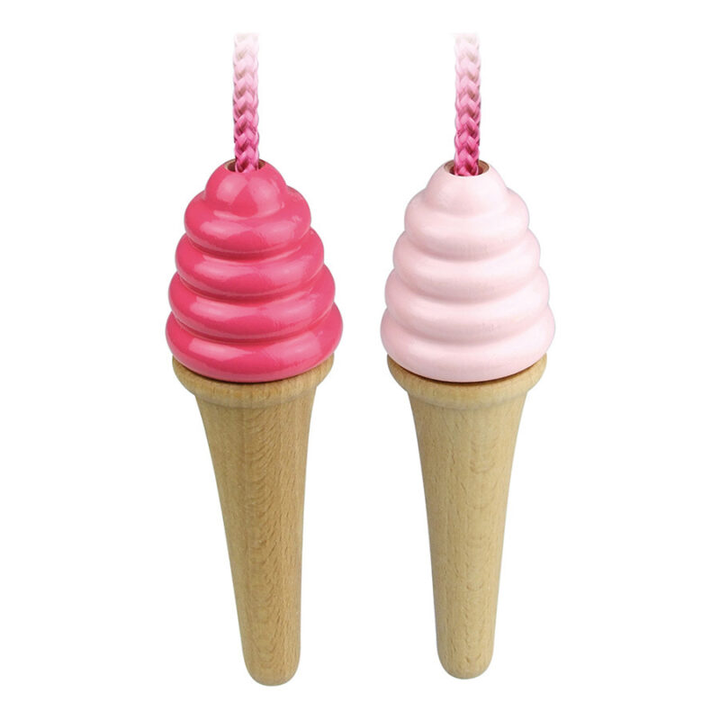 Corde à Sauter Crème Glacée avec poignées en forme de cônes colorés, jouet ludique