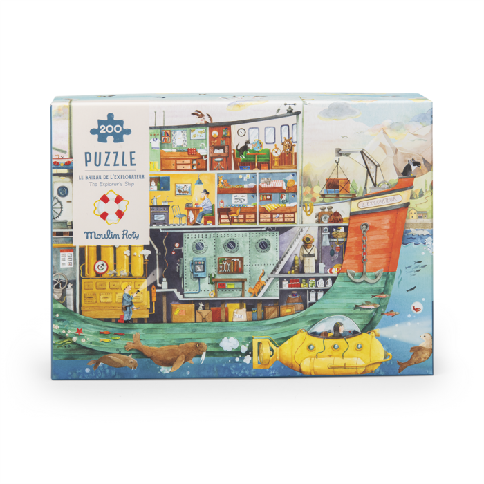 Puzzle Le Bateau 200 Pièces - Le Jardin du Moulin, boîte colorée avec illustration de bateau