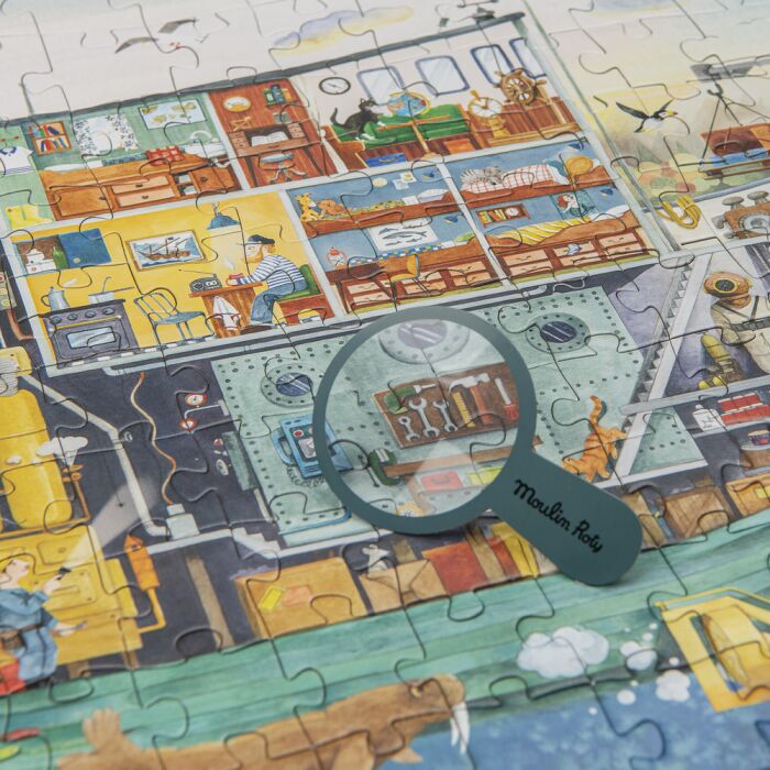 Puzzle Le Bateau 200 Pièces - Le Jardin du Moulin avec loupe incluse, détails colorés