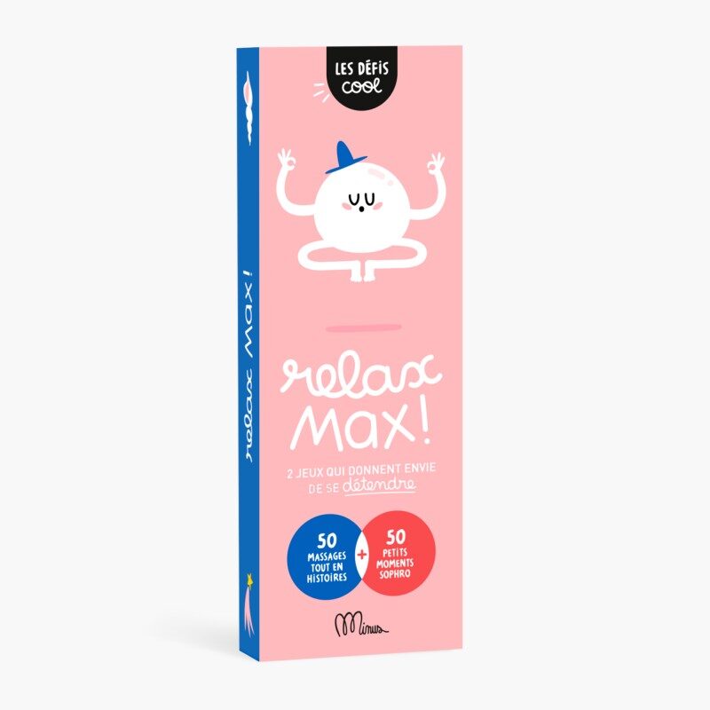 Relax Max - Défis Cool, boîte de jeu rose avec personnage amusant, détente