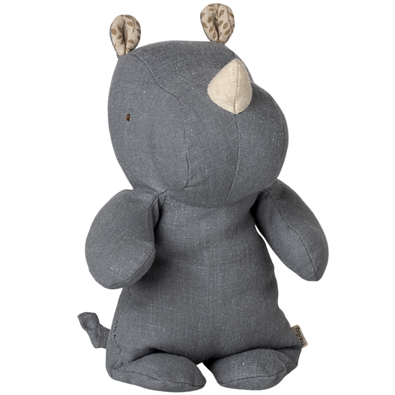 Maileg Safari Friends - Petit Rhino Bleu Sable, peluche douce et câline
