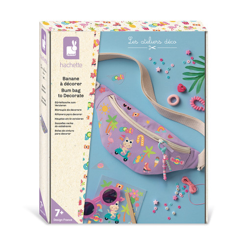 Sac Banane Mauve à Décorer avec accessoires créatifs, boîte colorée