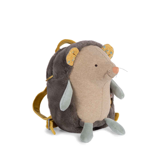 Sac à dos Hérisson - Trois petits lapins, peluche douce avec bretelles ajustables