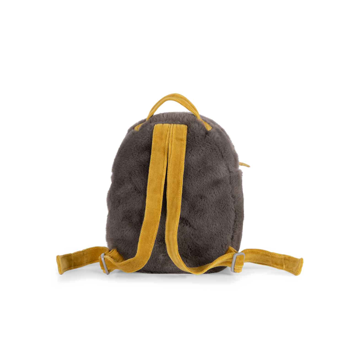 Sac à dos Hérisson - Trois petits lapins, dos en peluche douce avec bretelles jaunes