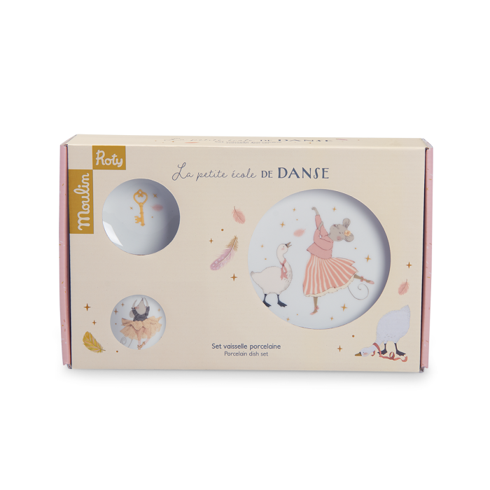 Set de vaisselle en porcelaine - La petite école de danse, boîte illustrée