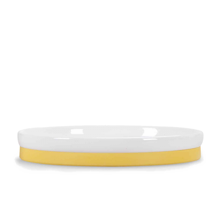 Set vaisselle porcelaine Trois petits lapins, assiette blanche bord jaune