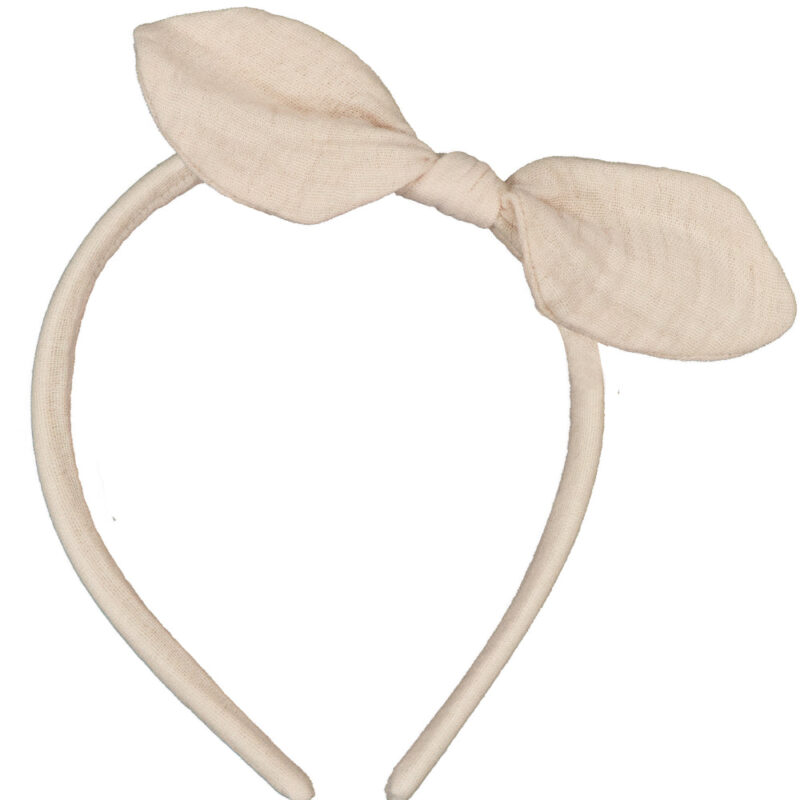 Serre-tête nœud lapin - Double gaze sable, accessoire élégant et doux