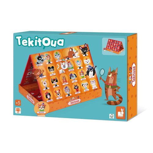 Jeu de stratégie Tekitoua avec plateau coloré et personnages amusants, jeu éducatif