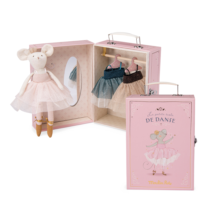 Valise à Tutus Souris - La Petite École de Danse, avec une poupée et tutus