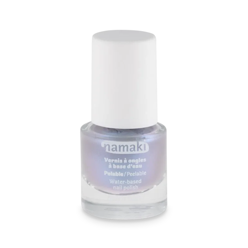 Vernis à l'eau, flacon transparent avec bouchon blanc, couleur lavande