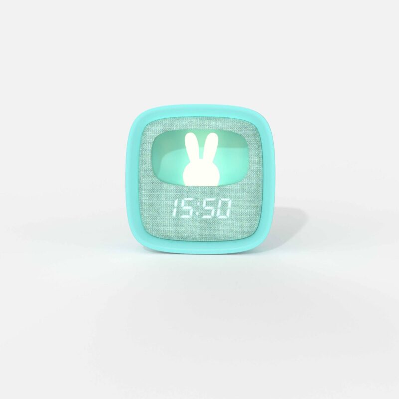 Réveil Veilleuse Billy Clock Turquoise avec affichage numérique et motif lapin