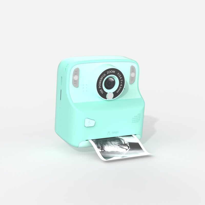 Caméra PixiPrint turquoise avec photo sortante, appareil photo instantané compact