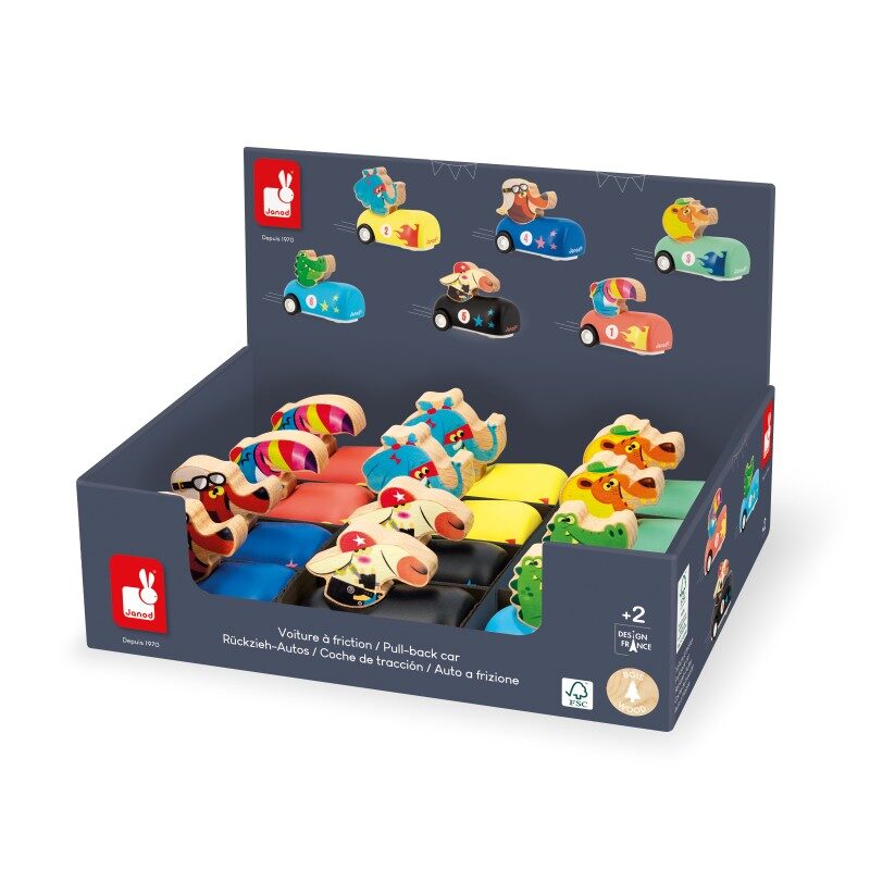 Voitures à Friction Applepop Multicolore - Janod, jouets colorés pour enfants.