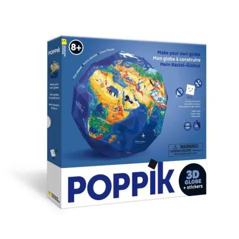 Globe à construire - Notre planète - 46 stickers, boîte colorée avec illustration du globe