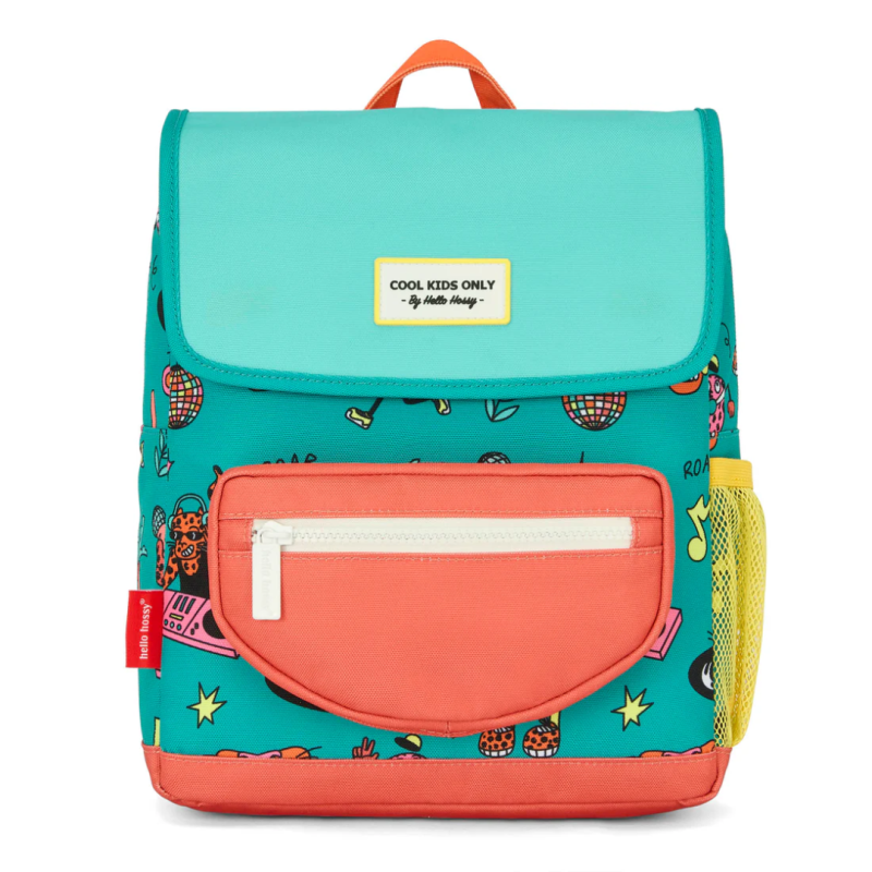 Sac à dos Hello Hossy - Disco Roar, design coloré avec motifs amusants, poche avant zippée