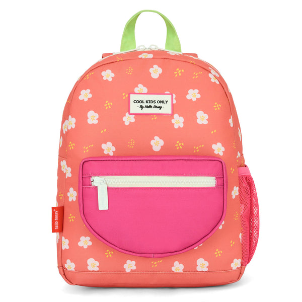 Sac à dos Hello Hossy - Peachy Bloom, motif floral, poche avant zippée