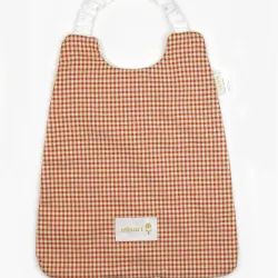 Serviette élastique vichy Pain d'épice, motif à carreaux rouges et blancs, élastique blanc