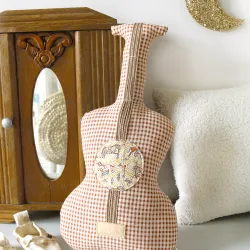 Boîte à musique Guitare Javanaise en tissu à motifs, décoration chambre
