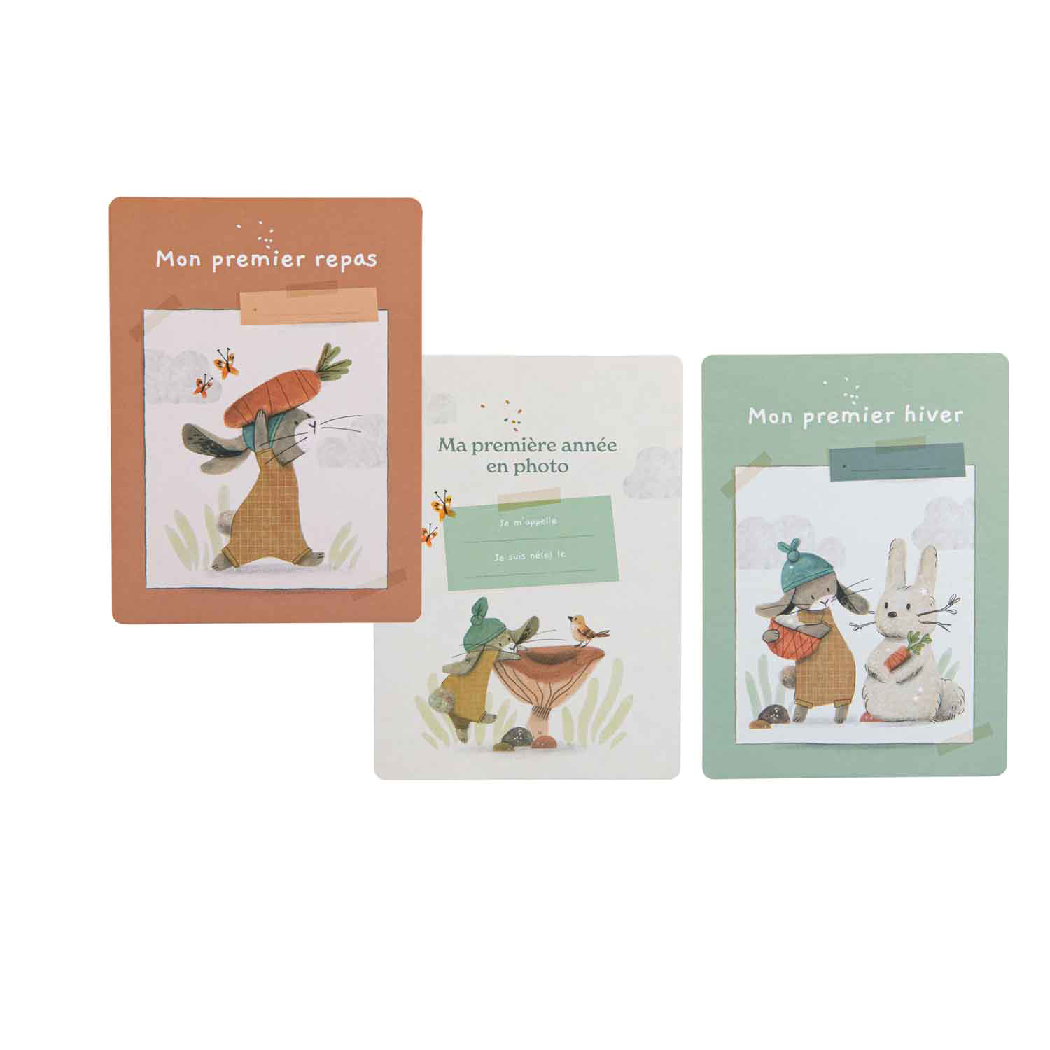 Cartes Mes 12 Premiers Mois - Trois Petits Lapins, cartes étapes bébé illustrées