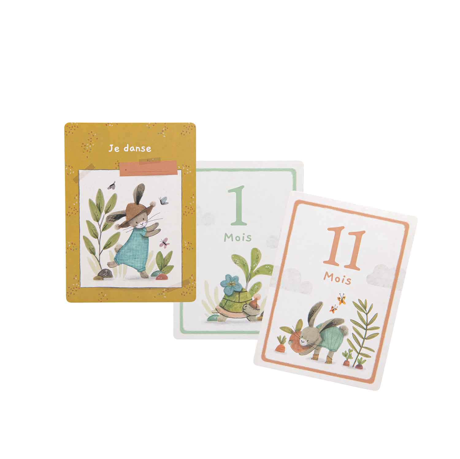 Cartes Mes 12 Premiers Mois - Trois Petits Lapins, cartes étapes bébé colorées