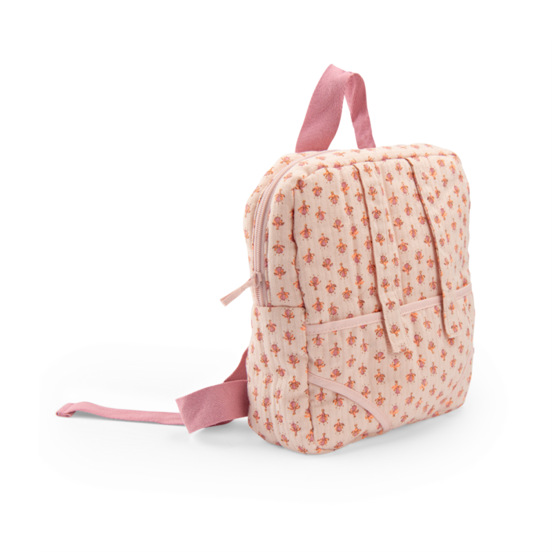 Sac à dos poupée Les Rosalies avec motif floral rose et bretelles ajustables