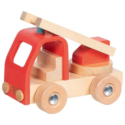 Camion de pompiers avec échelle en bois, jouet éducatif pour enfants