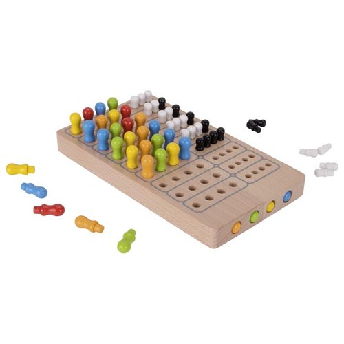 Jeu Master Logic Goki : plateau en bois avec pions colorés, jeu éducatif