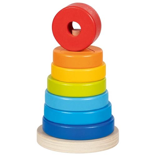 Tour des formes à empiler - Goki, jouet en bois coloré pour enfants