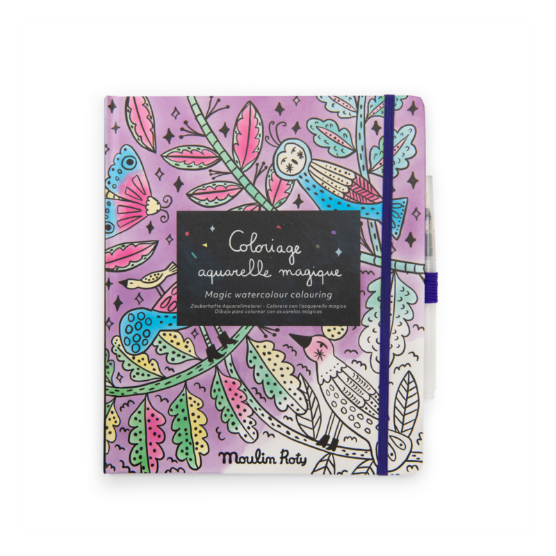 Cahier Coloriage Magique Aquarelle - Les Comètes Filantes, couverture colorée, motifs floraux