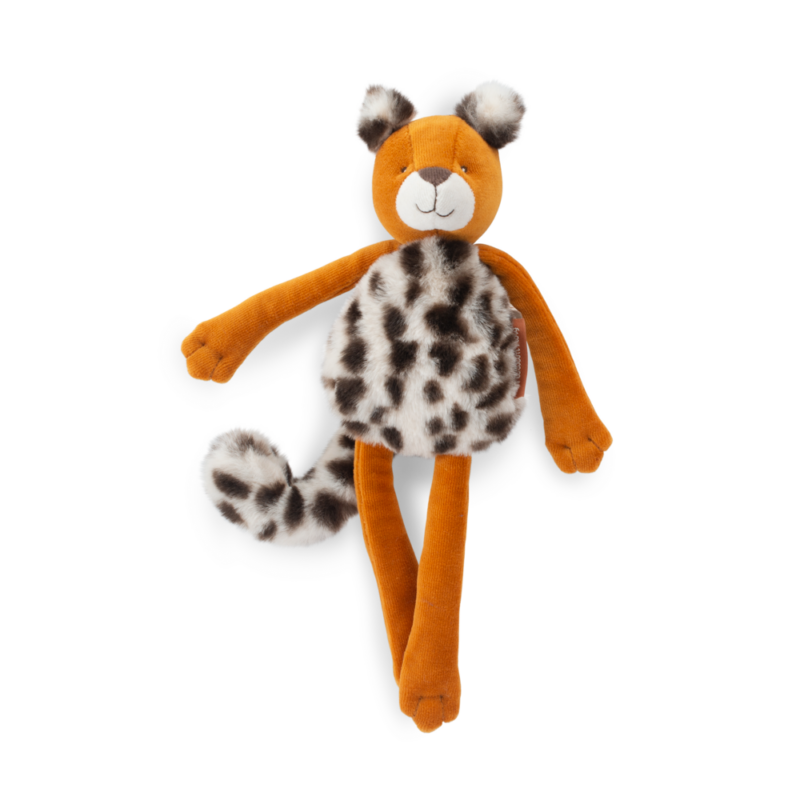 Doudou Hochet Léopard Taïgo - La Forêt Mawa, peluche léopard douce et colorée
